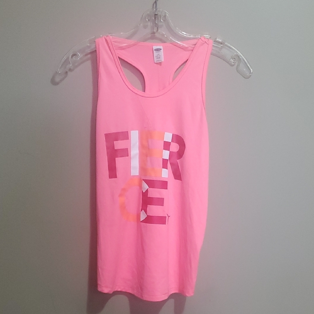 Old Navy Girls Pink Graphic Tank Top Size 10-12 Large